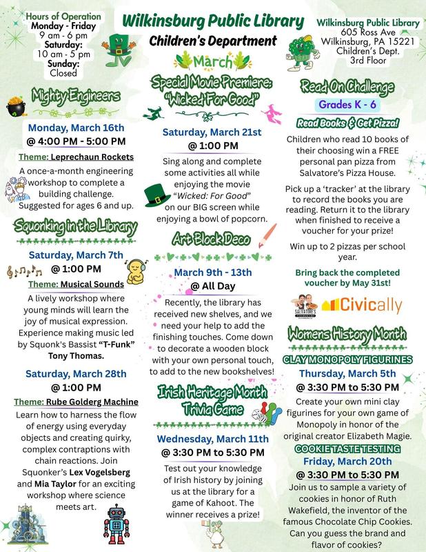 Childrens Calendar March 2026 - FRONT