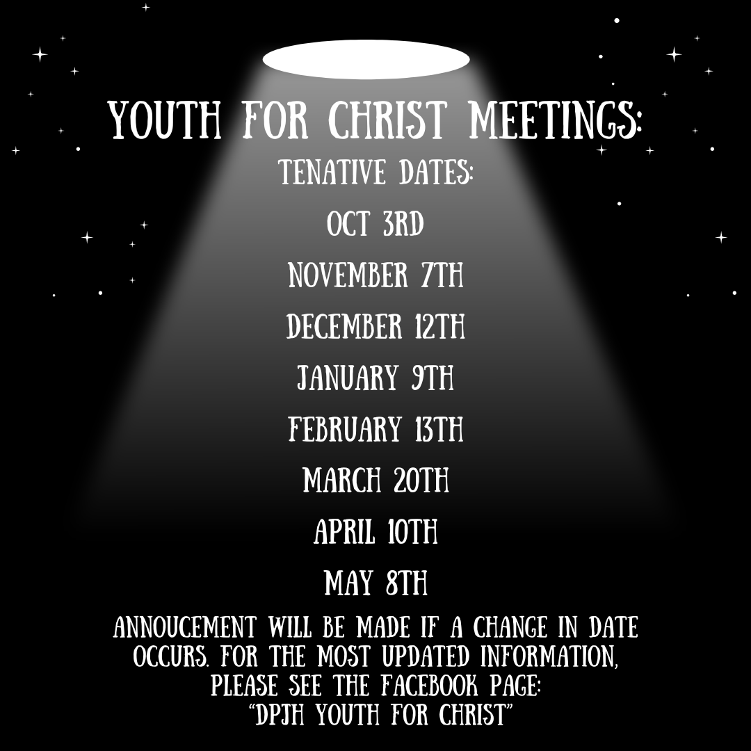 Youth For Christ Meeting Dates