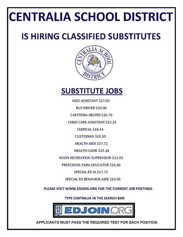 Centralia now hiring flyer