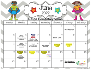 June 2022 Calendar-Henry Hudson School