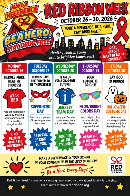 Dress up days for Red Ribbon Week 2026