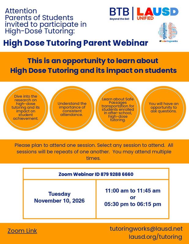 Fall 2026 Parent Webinars (ENGLISH)