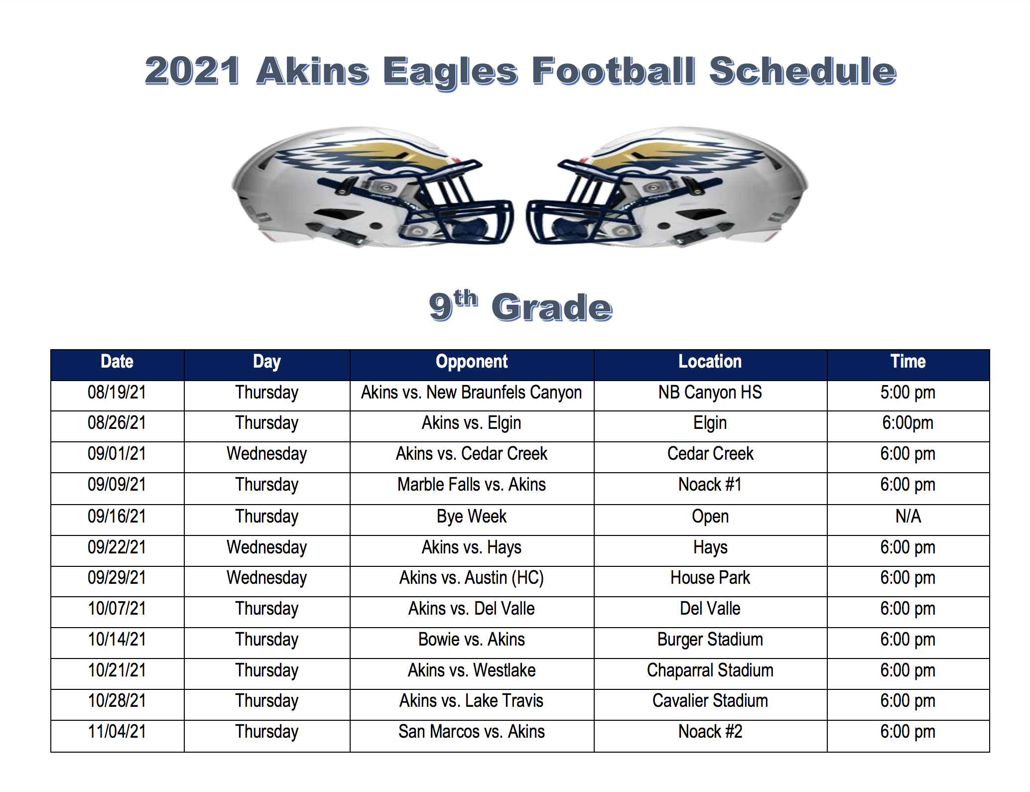 Coffee County Football Schedule 2022 Home - Athletic Departments - Akins High School