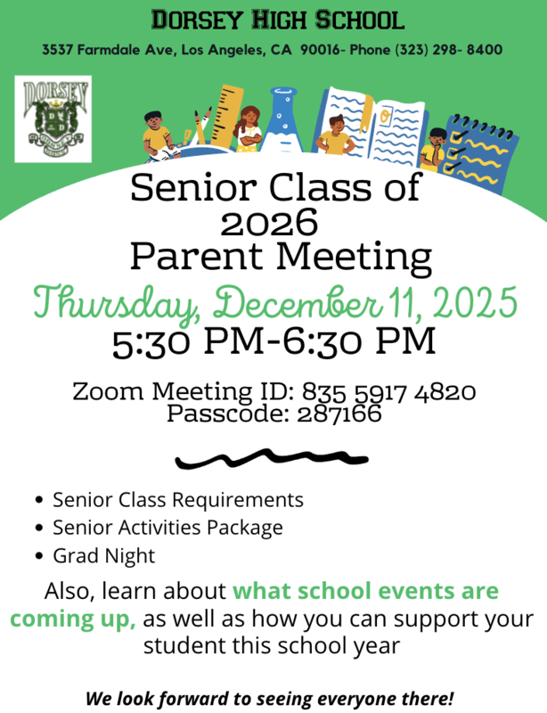 Senior Class Parent Meeting Flyer English