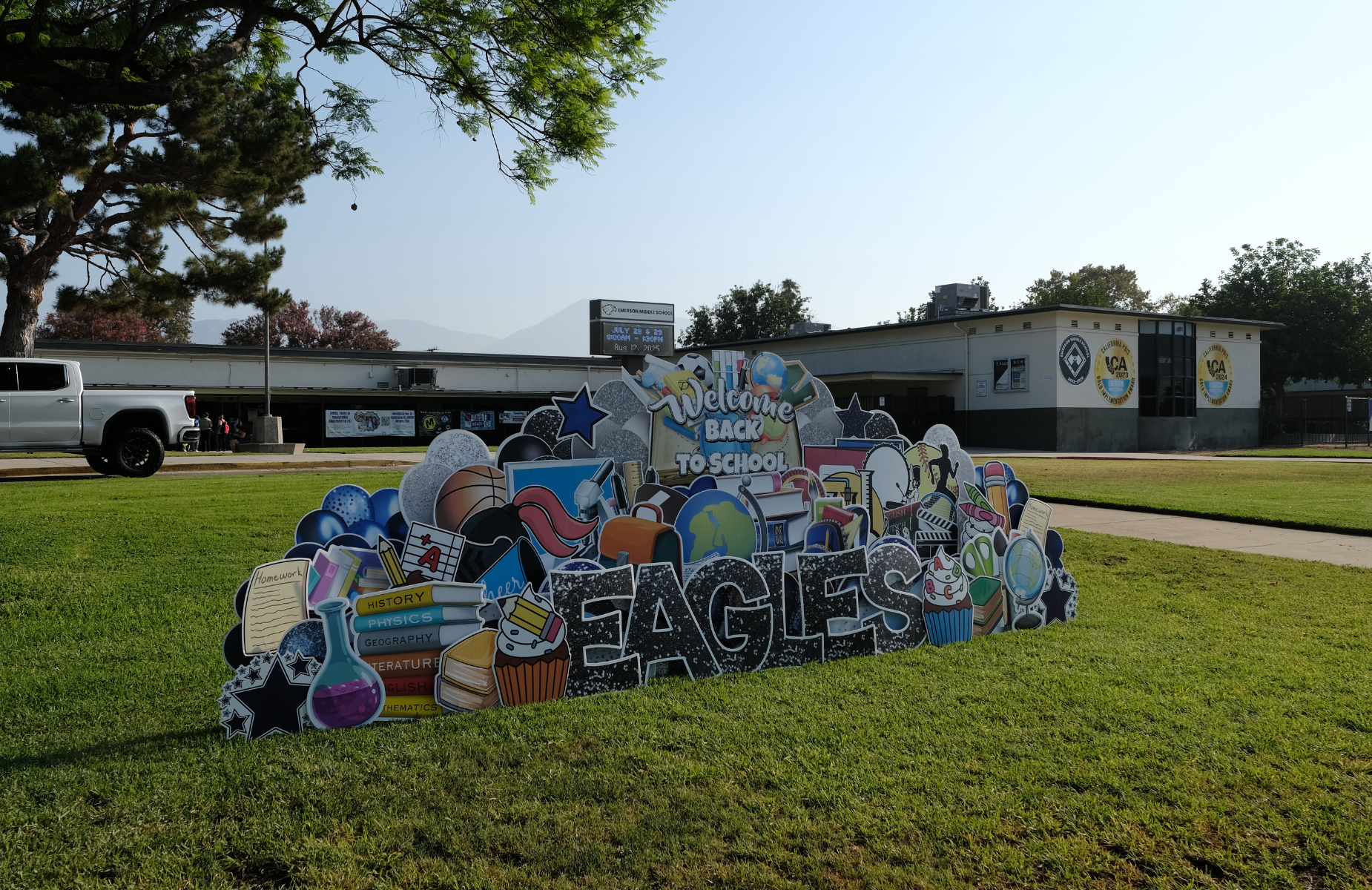 Emerson Middle School - Back to School image in front of school