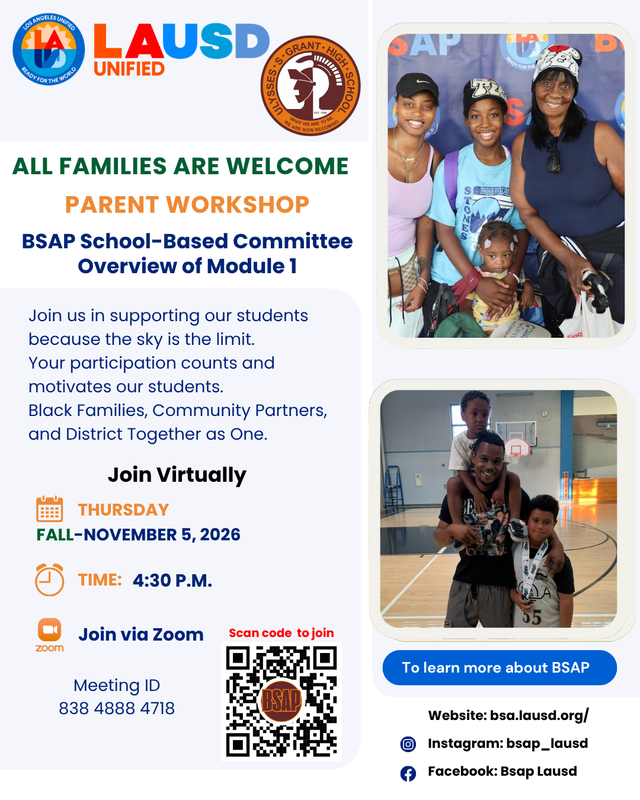 Parent Workshop: BSAP School-Based Committee Overview | Thursday, Nov. 5, 2026, 4:30 PM via Zoom Featured Photo
