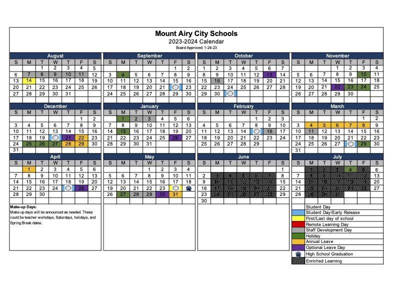 Calendars - Academic Year - About Mount Airy City Schools - Mount Airy City  Schools