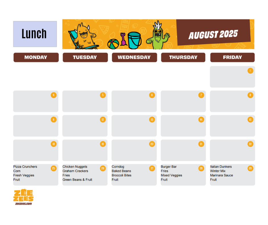 August Lunch Menu