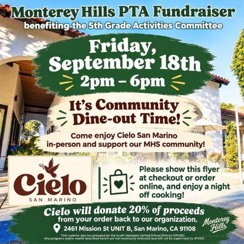 MHS PTA Fundraiser - Dine-Out:  Cielo - Fri. Sep. 18 Featured Photo