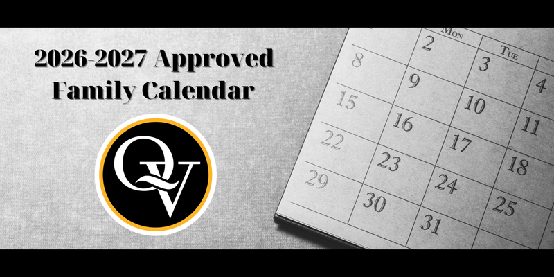Photo depicts a blank calendar and announces the approval of the 2026-2027 family calendar.