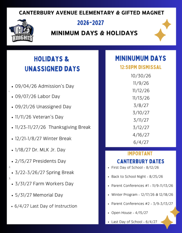 2026-2027 Holidays & Minimum Days