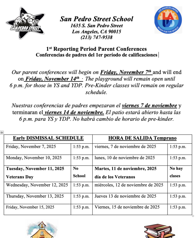 Parent Conferences Schedule