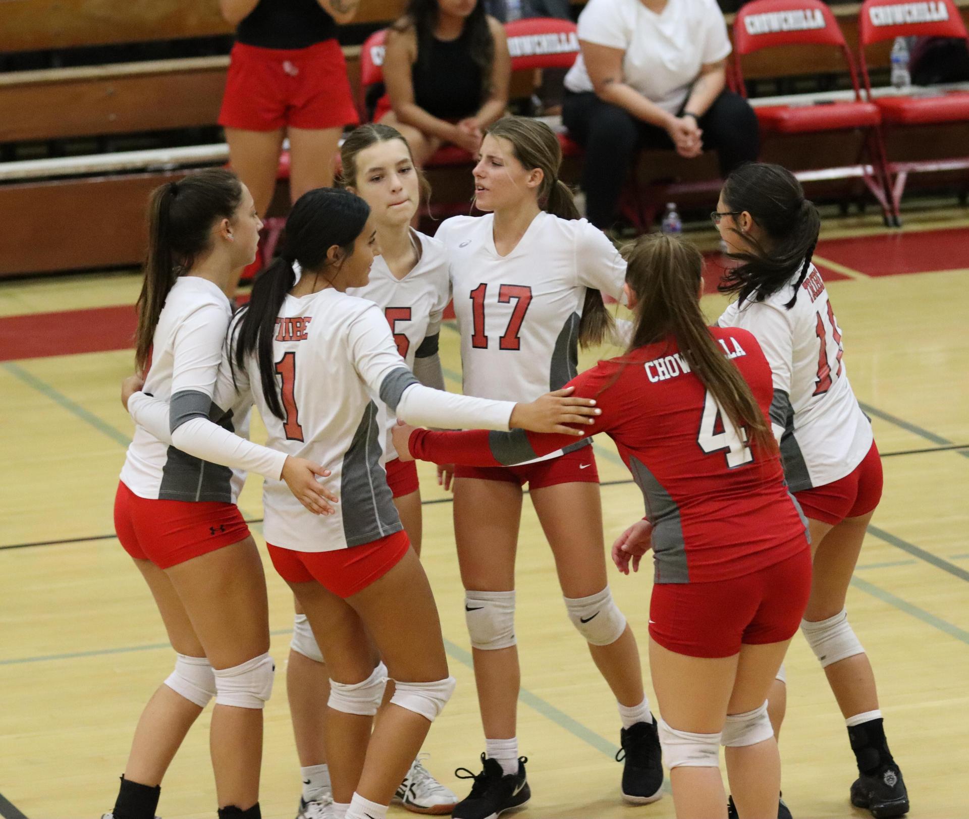 junior varsity girls playing volleyball against Liberty