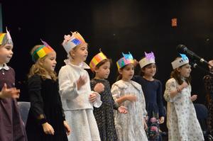 The girls perform at their chumash play.
