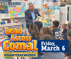 Read Across Comal graphic with Dr. Chapman