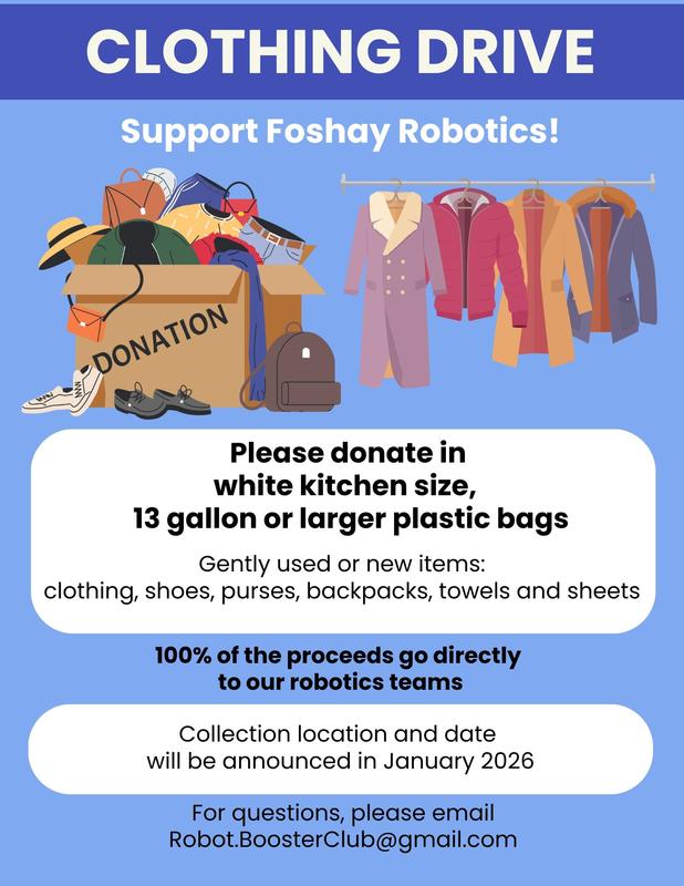 FOSHAY ROBOTICS - Clothing Drive Announcement Featured Photo