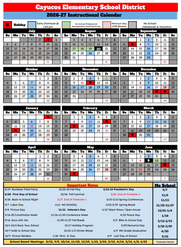instructional calendar 26-27