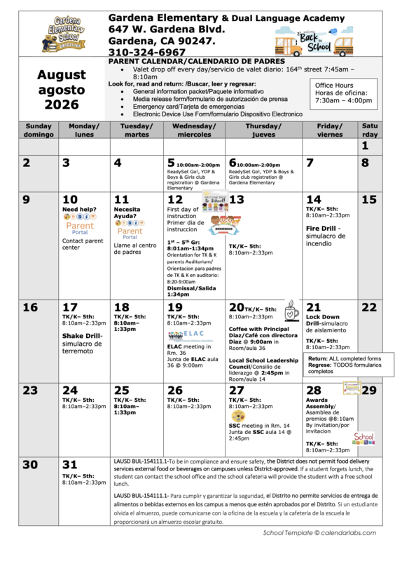 august calendar