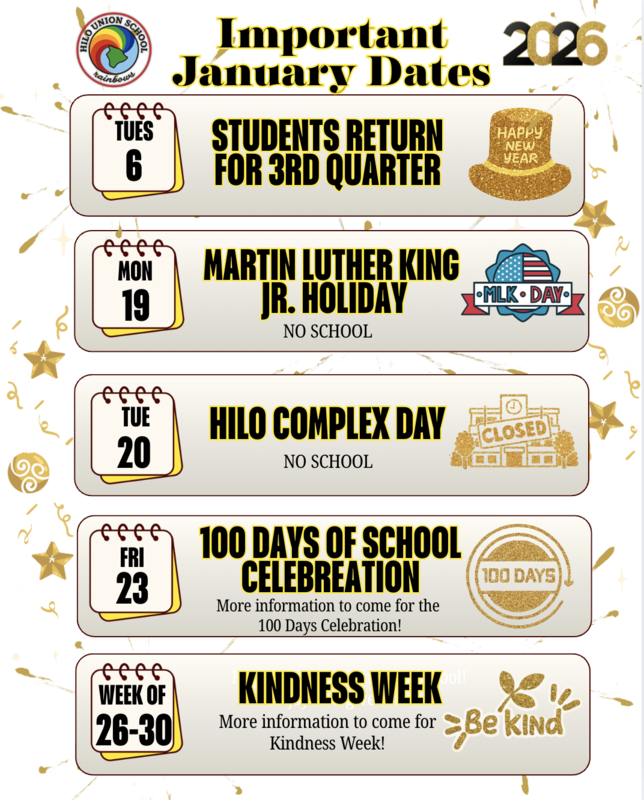 📅 January Updates: Return to School & Important Dates