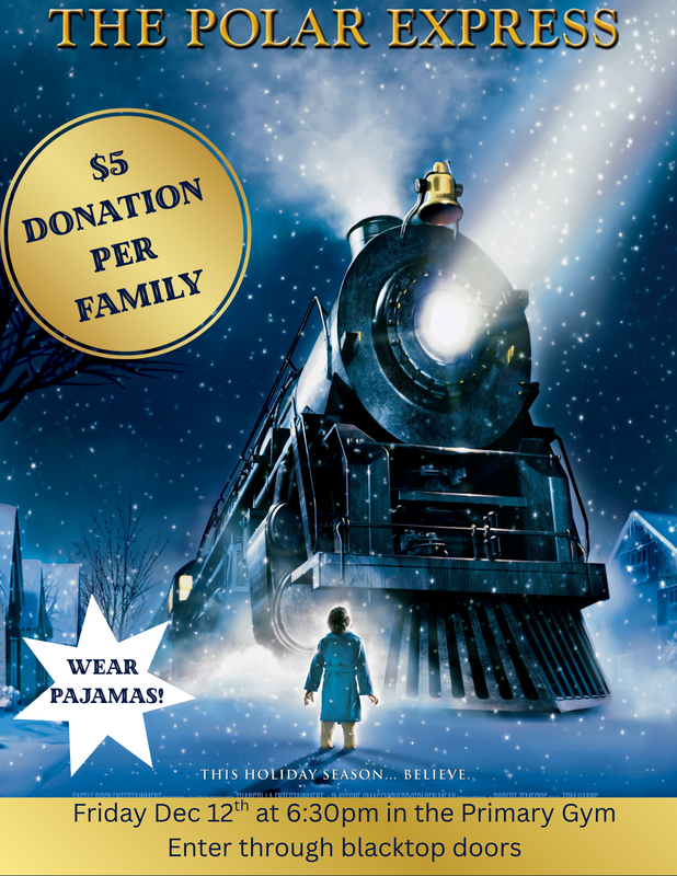 Polar Express Movie Poster: bring your pajamas! $5 donation per family!