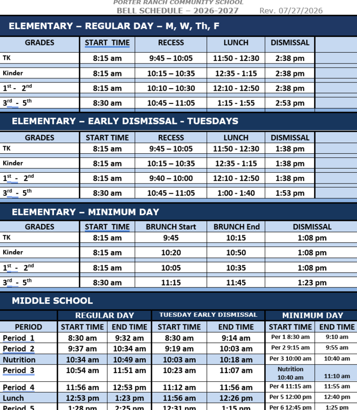 Bell Schedule