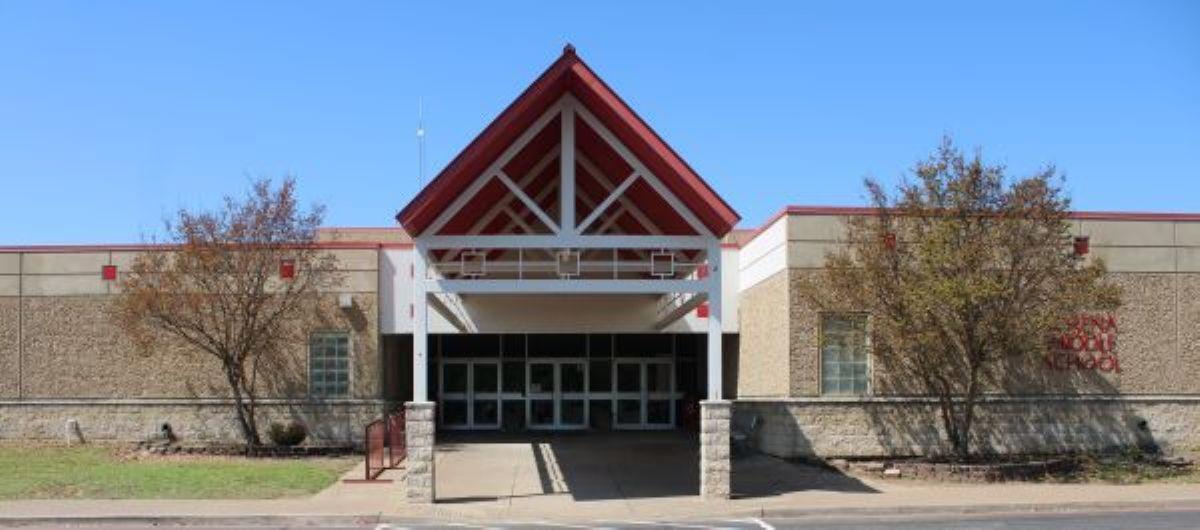 Photo of the exterior of Lorena Middle School looking into the school entrance 