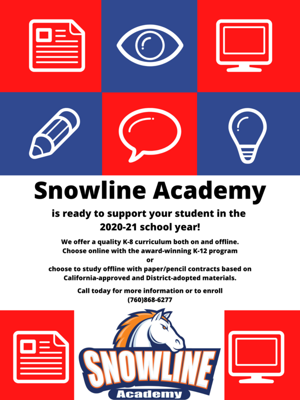 Snowline Academy now has paper/pencil packet options for K-8 students! Featured Photo
