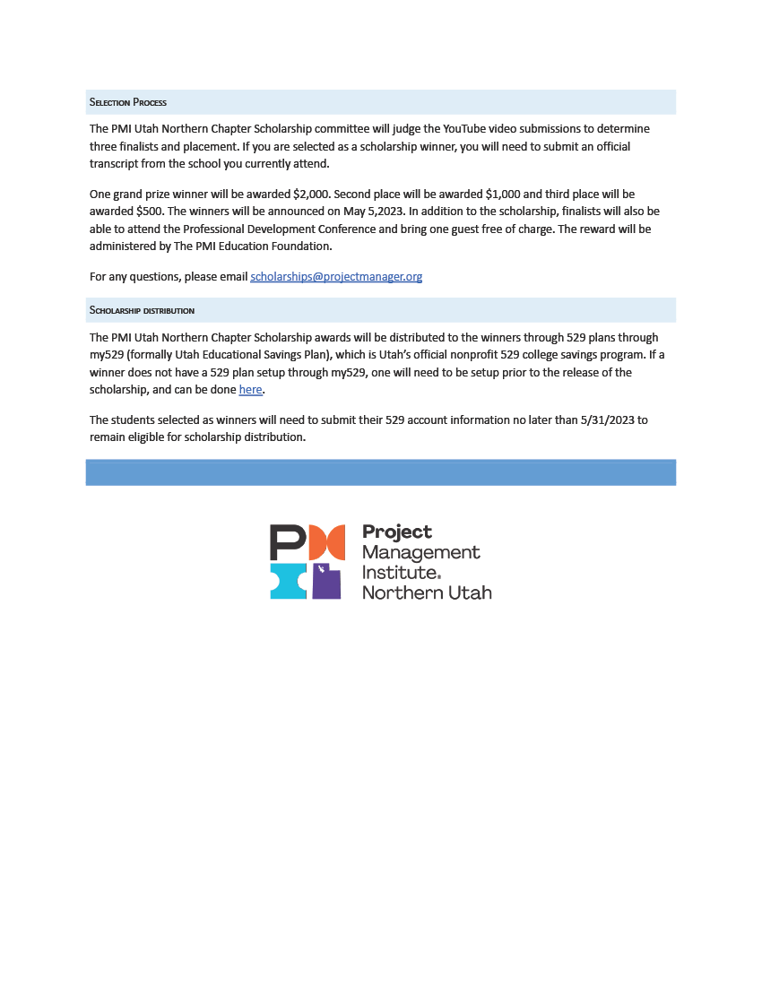 PMI Utah Scholarship