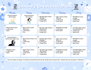 January Breakfast Menu