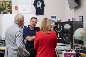 Thought for 0sA PMA instructor explains aviation instruments to CSBA visitors during the tour of Porterville Military Academy.