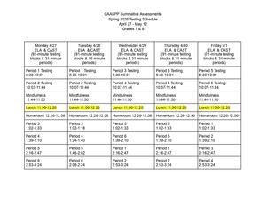 CASSPP Schedule
