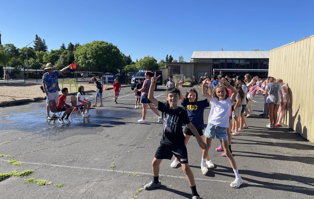 Students on water day