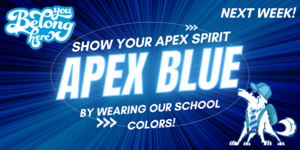 blue background flyer with wolf mascot wearing sunglasses