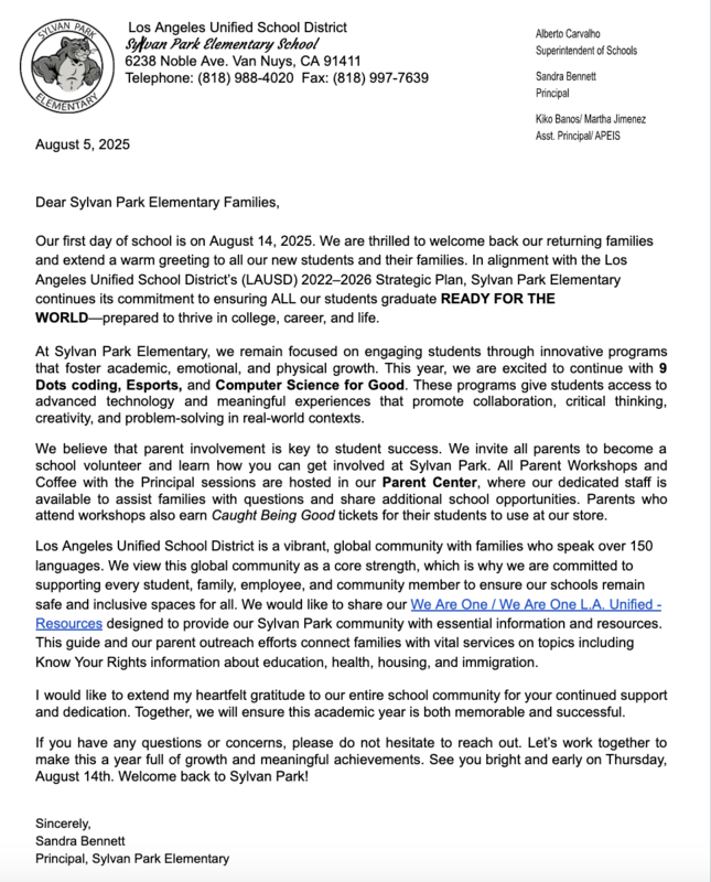 Welcome Letter