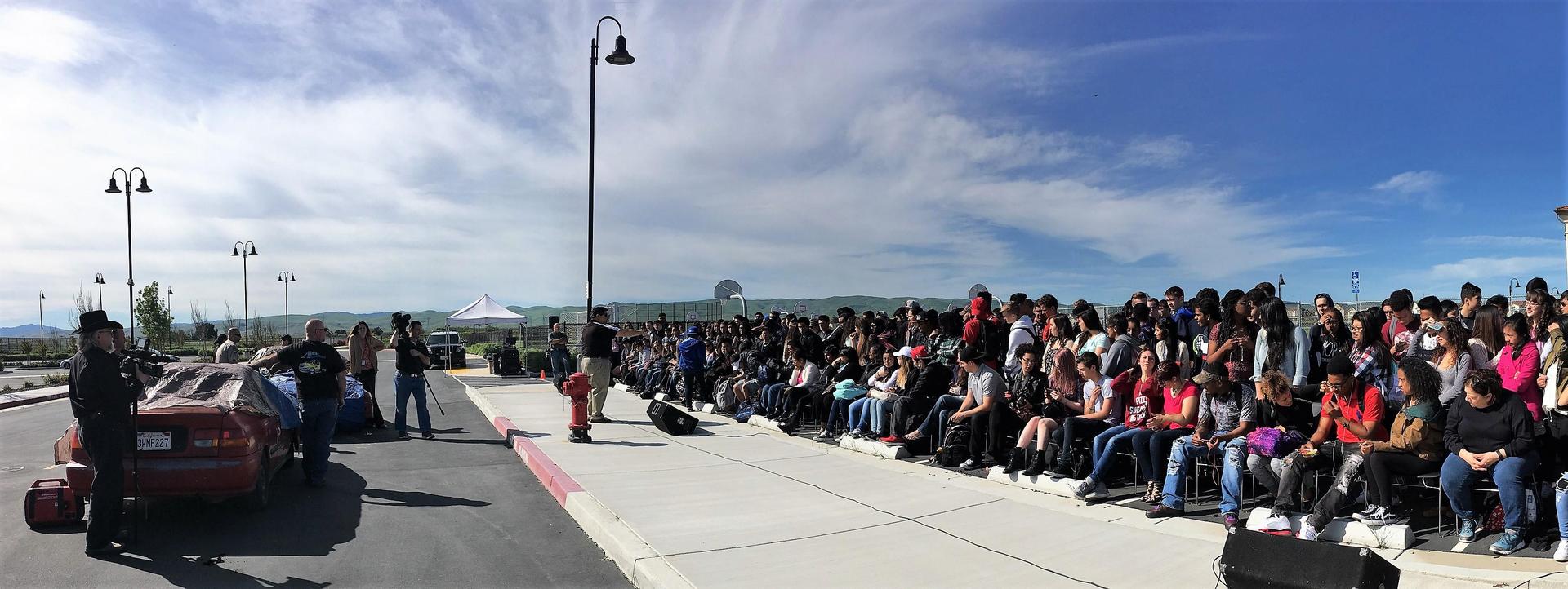 Students watching a demo of Every 15 Minutes