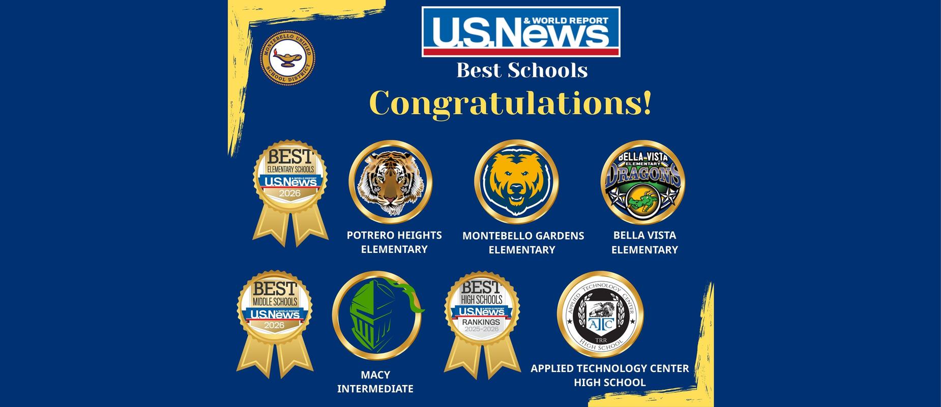 US News and World Reports Best Schools Congratulations Graphic