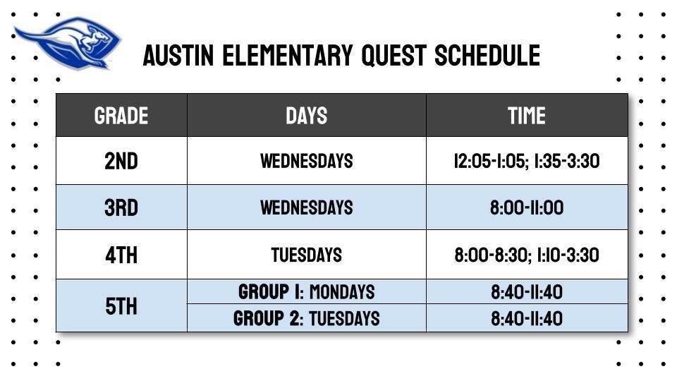 Austin Quest Schedule