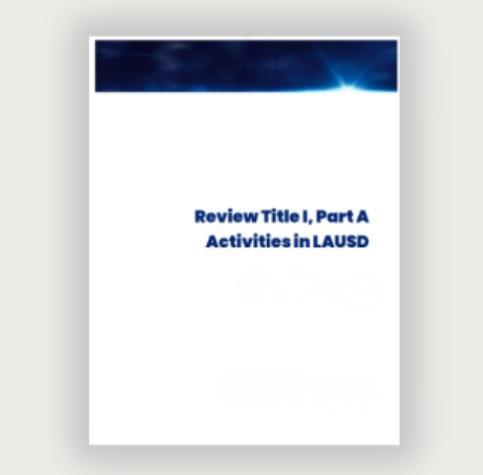 What Title I, Part A does; what these annual evaluations do/document/analyze/report on.
