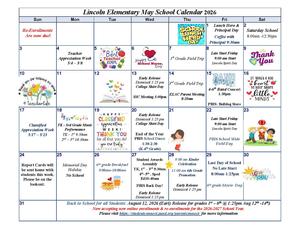 May 2026 Lincoln Elementary Calendar