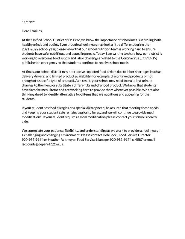 Food Service Update