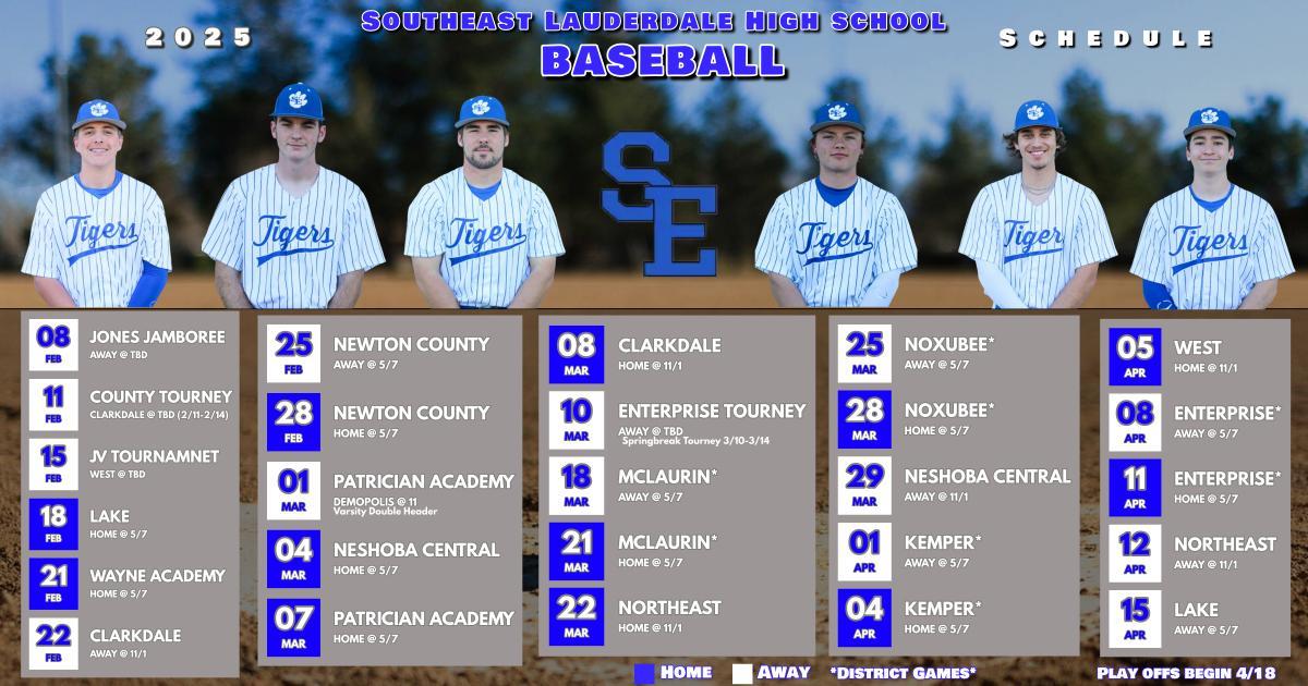 Baseball Schedule 2025 – Baseball – Southeast Lauderdale High School