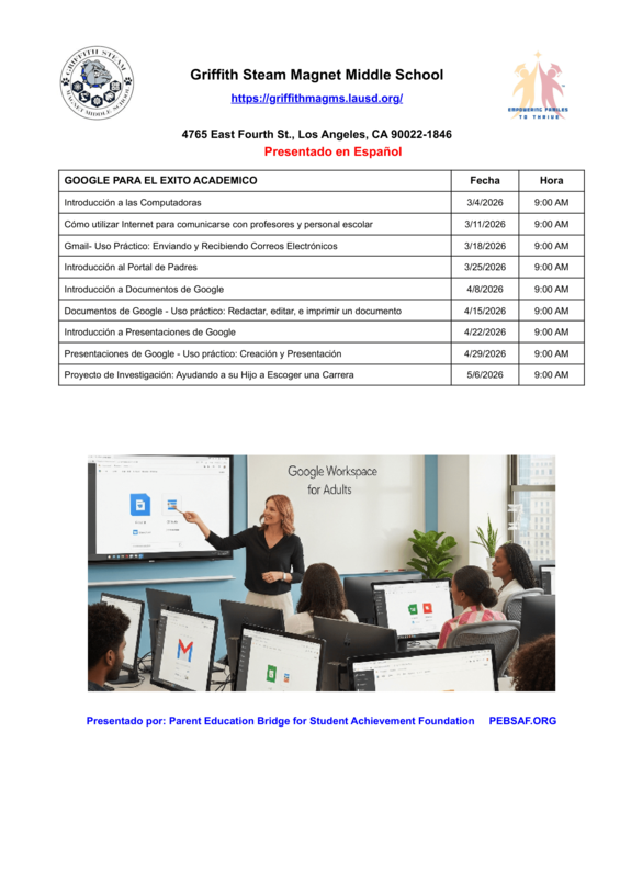 Parent Workshop: Google for Academic Success