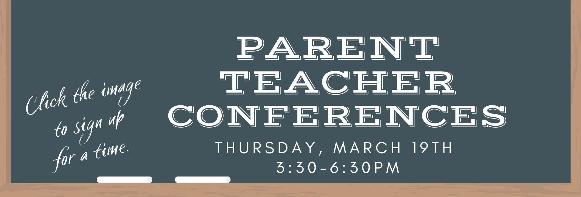 green chalkboard with light wood border and 2 pieces of white chalk