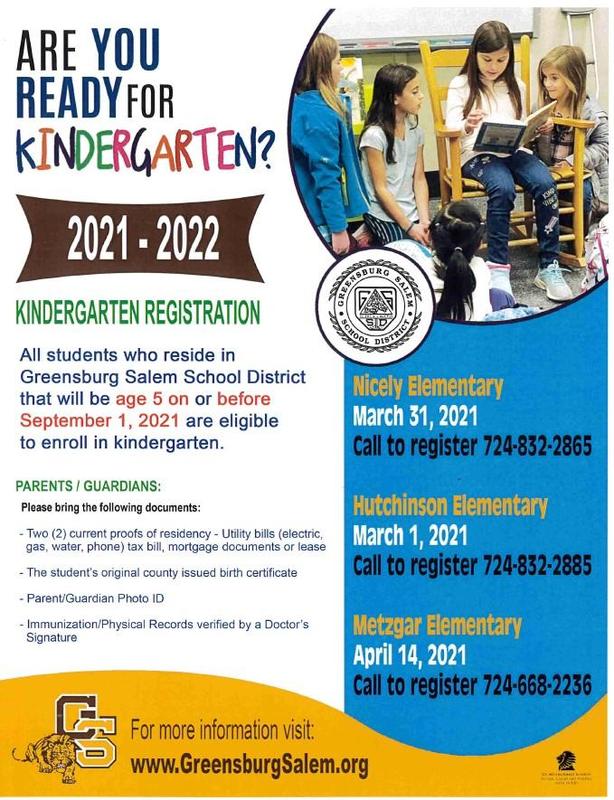 Kindergarten Registration at Nicely is March 31, 2021