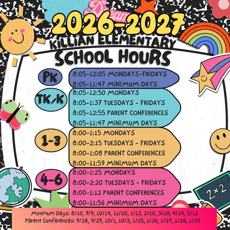 Killian School Hours Featured Photo