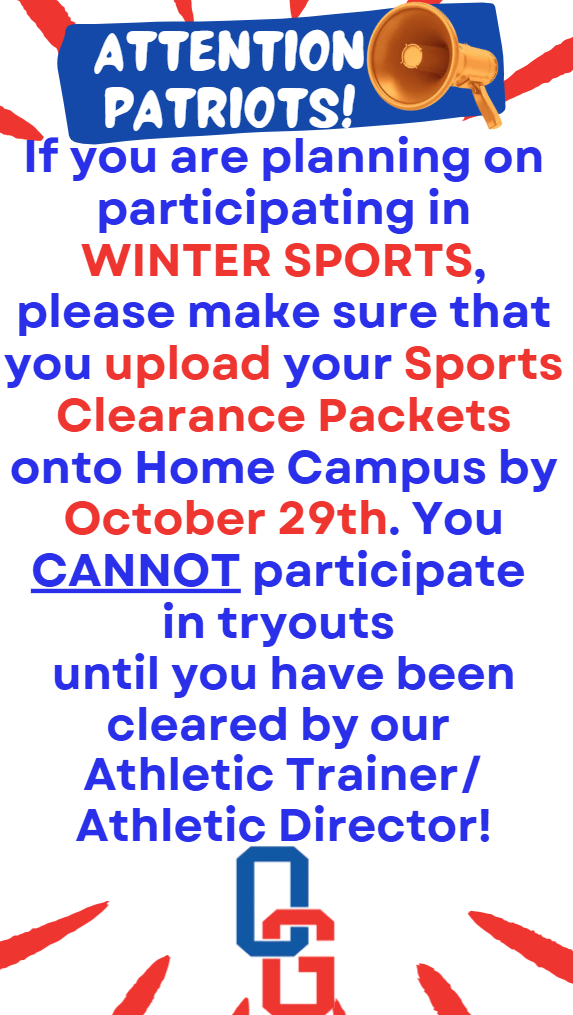 Announcement for athletes about joining the sports program at Orange Glenn.