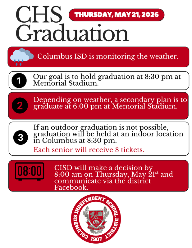 CHS Graduation Update — Thursday, May 21, 2026