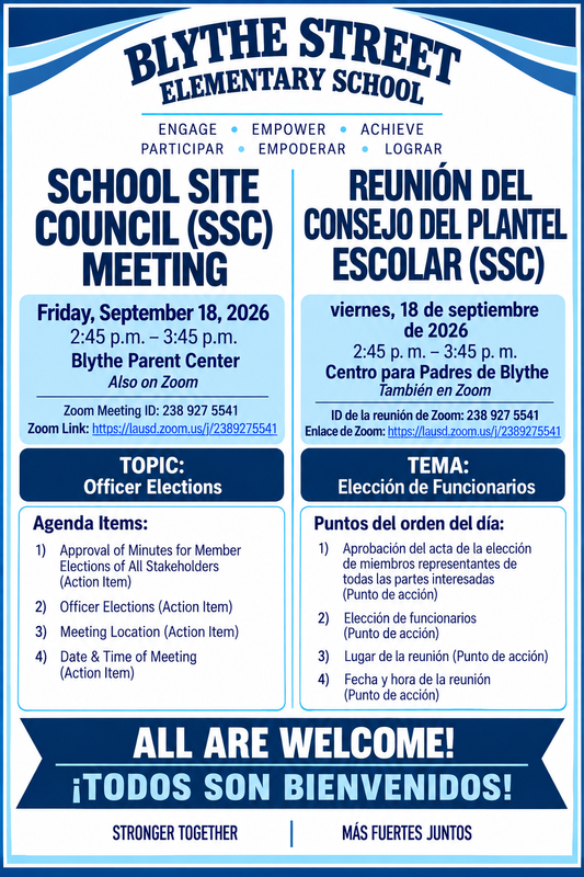 SSC Officer Election Meeting 9/18/26 @2:45 p.m. in perosn and on Zoom