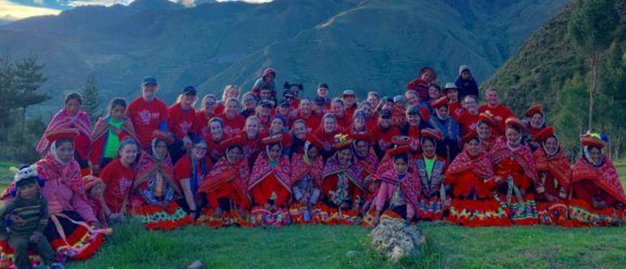 Bloomfield high school students on their service project in Peru