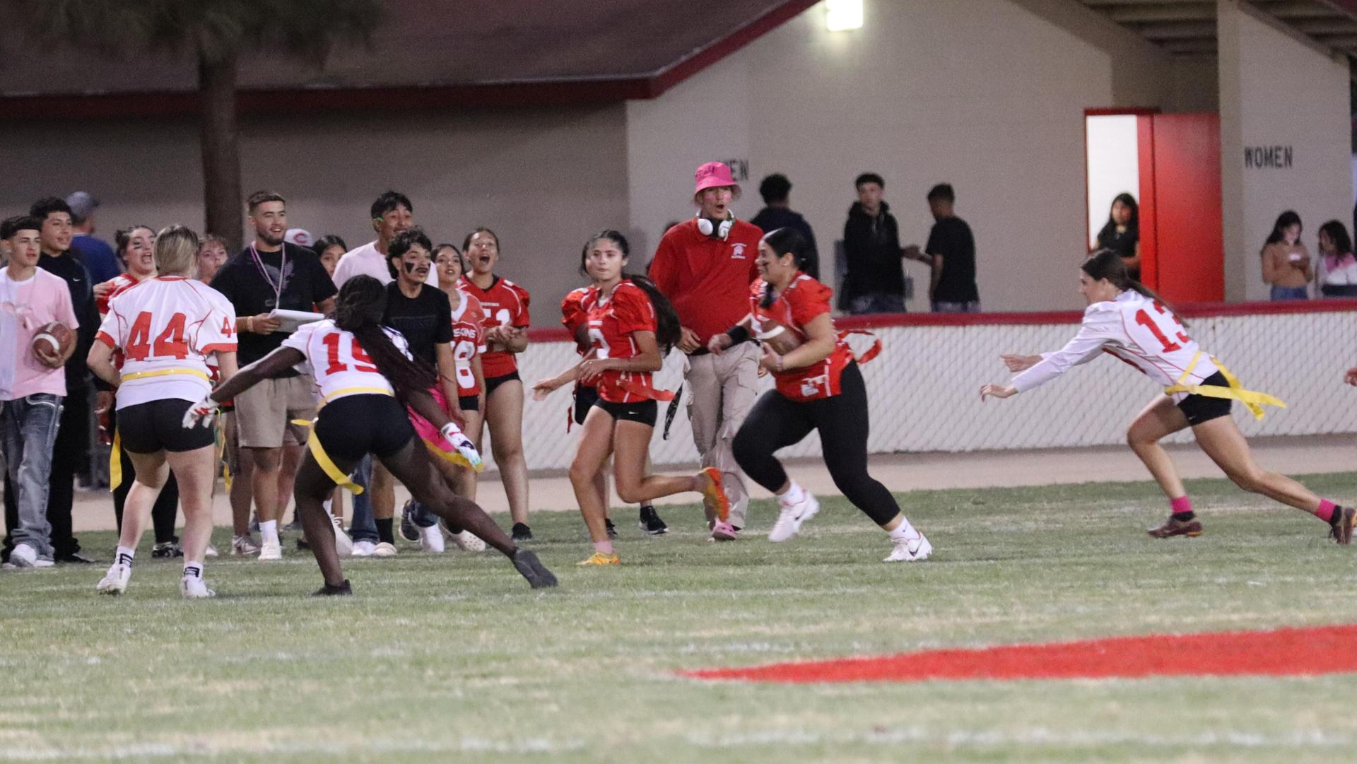 girls playing flag football